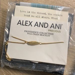 BNWT Alex and Ani Gold Feather Pull Chain Bracelet